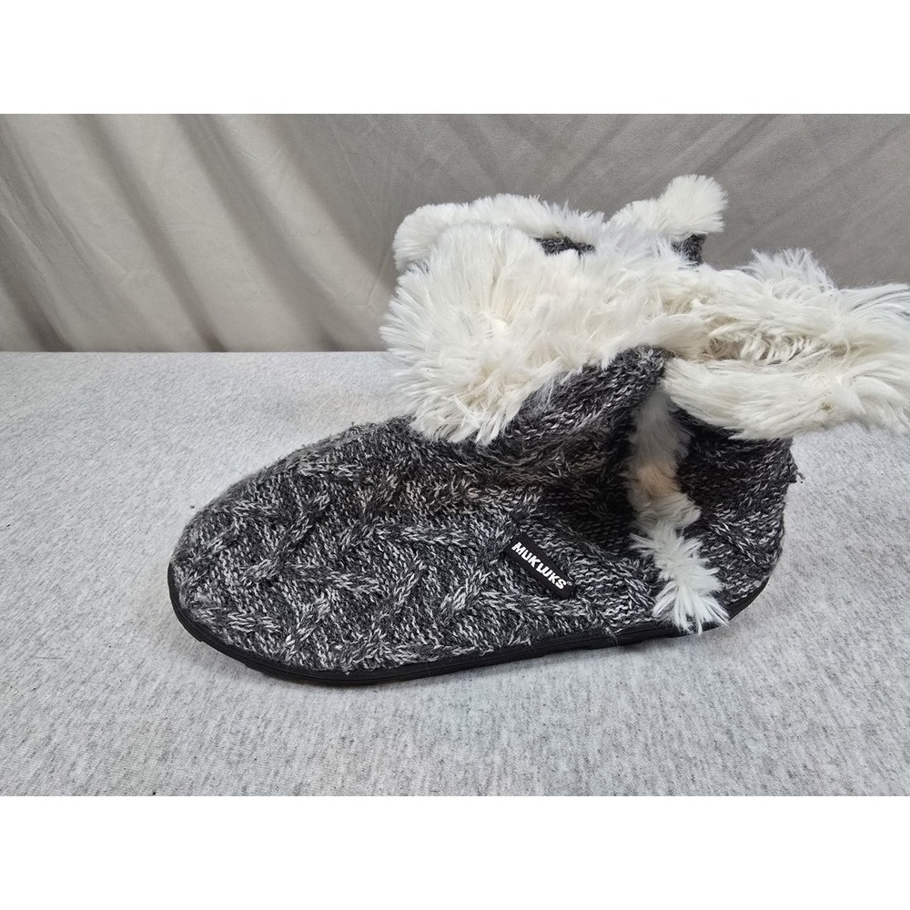 MUK‎ LUKS Women's Cheyenne Slipper Boots in a grey marl knit  7-8